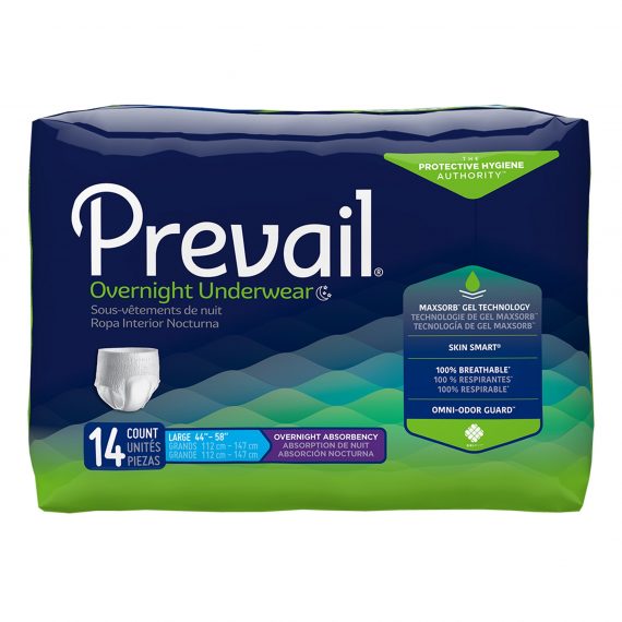 UNDERWEAR, OVERNIGHT PROT PREVAIL LG 44-58" (14/PK 4PK/CS)