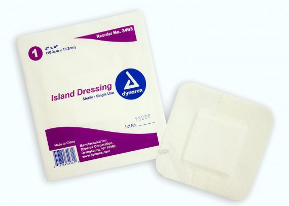 DRESSING, ISLAND STR 4X4" (25/BX 6BX/CS)
