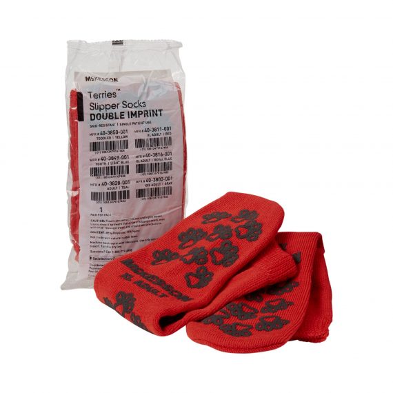 SLIPPER, TERRY DBL IMPRINTED ADLT XLG RED (48PR/CS    MGM40
