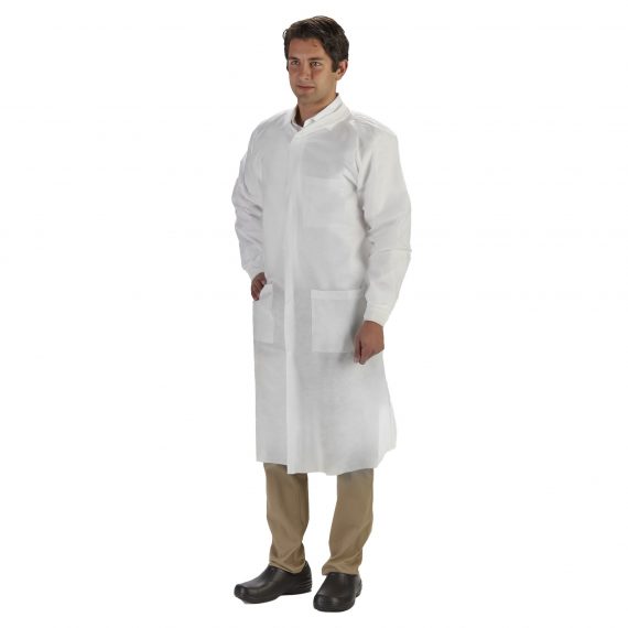 COAT, LAB LABMATES 3PCKT KNITCOLLAR CUFFS WHT 2XLG (10/BG)