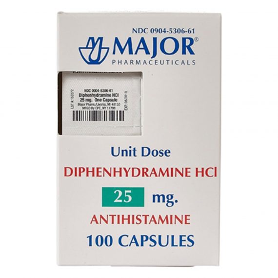 DIPHENHYDRAMINE, CAP 25MG 10X10 (100/BX)              MJPHRM