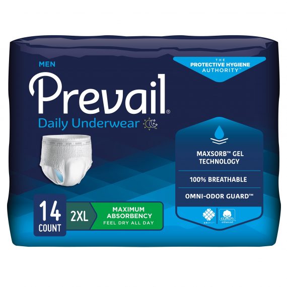 UNDERWEAR, PREVAIL MEN 2XLG 64"-80" (14EA/BG 4BG/CS)