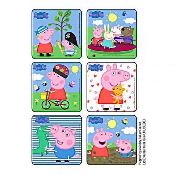 STICKER, PEPPA PIG 6DESIGNS 21/2" (90/RL)