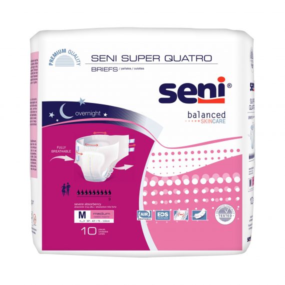 BRIEF, INCONT SENI SUPER QUATRO MED 30"-43" (10/PK 4PK/CS)
