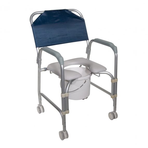CHAIR, SHOWER COMMODE ALUMINUMW/CASTERS DRVMED