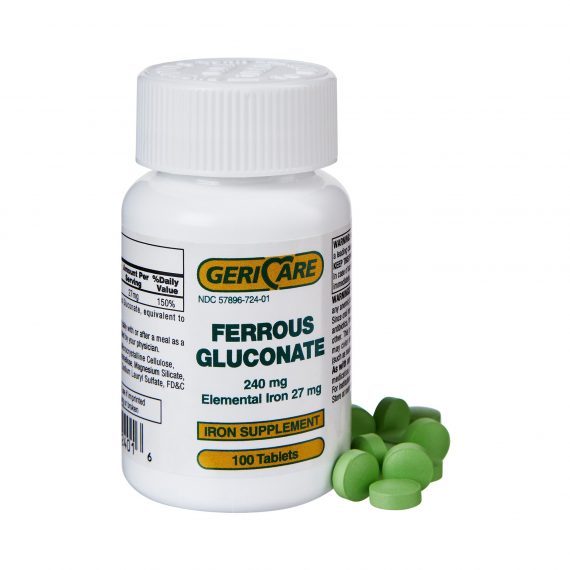 FERROUS GLUCONATE, TAB 240MG (100/BT 12BT/CS)         MGM60