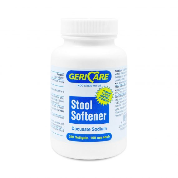 DOCUSATE SODIUM STOOL SOFTENER, SGEL 100MG (250/BT)