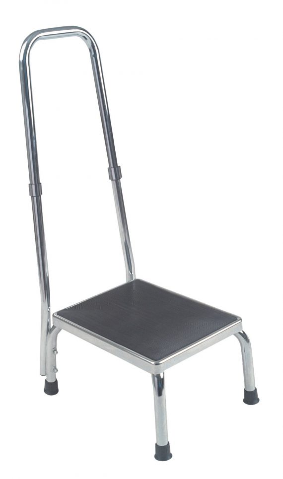 STOOL, FOOT W/HANDRAIL SILVERVEIN DRVMED