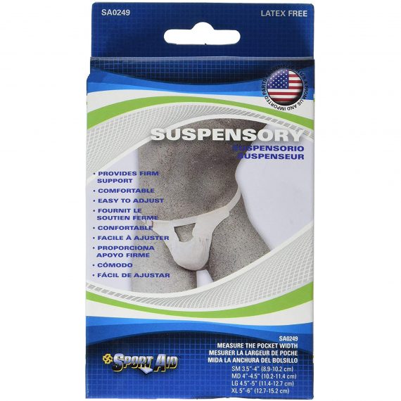 SUSPENSORY, W/ELAS BAND LG WHTSCOTSP