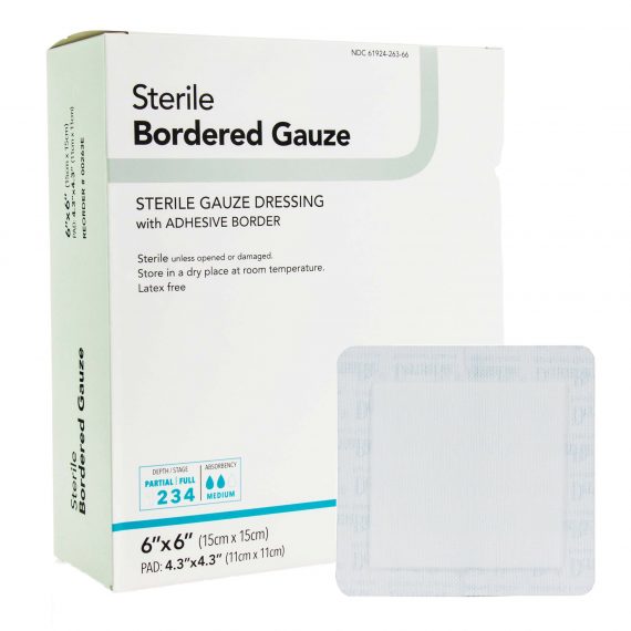 GAUZE, BORDERED STR 6"X6" (25/BX) DERMRT