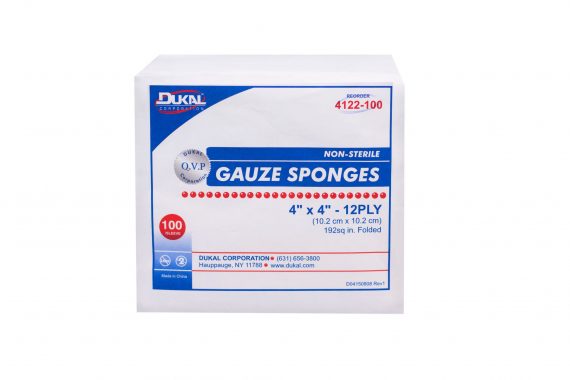 SPONGE, GAUZE 12PLY 4"X4" N/S(100/BG 20BG/CS) DUKAL