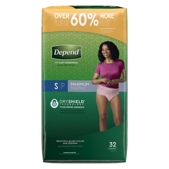 UNDERWEAR, INCONT DEPEND MAX FML BLUSH SM (32/PK 2PK/CS)